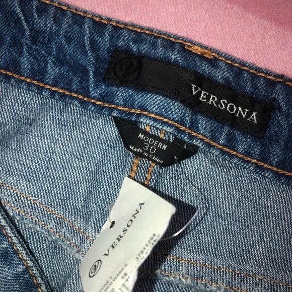 Versona NWT! Med Wash Color Denim Mini Skirt - Picture 4 of 11
